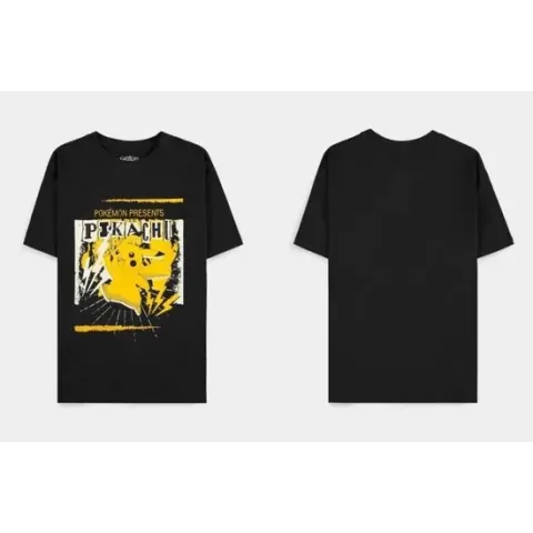 Pokémon Heren Tshirt -L- Pika Punk Zwart