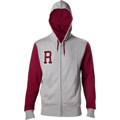 Pokémon Team Rocket College Vest met Capuchon Grijs/Rood, Maat:  S