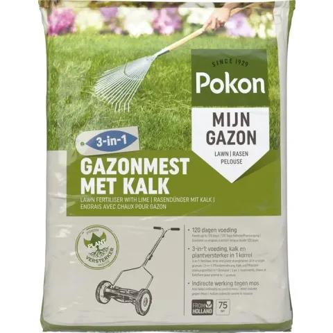 Pokon Gazonmest met Kalk 3-in-1 - Voor 75m2
