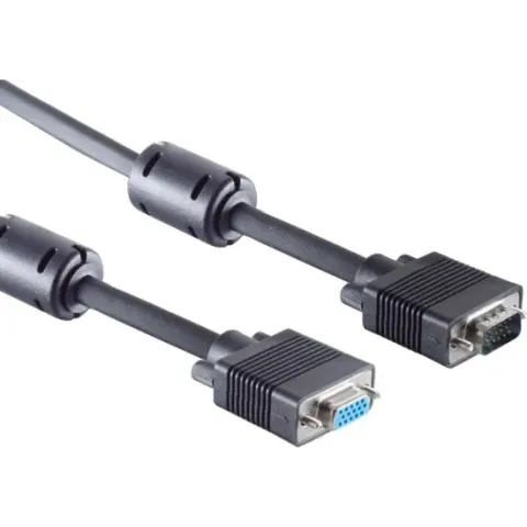 Premium VGA monitor verlengkabel met ferriet kernen - CCS aders / zwart - 5 meter