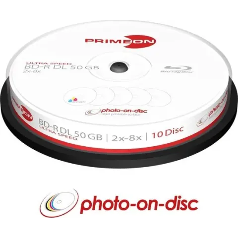 Primeon 2761312 Blu-ray BD-R DL disc 50 GB 10 stuk(s) Spindel Bedrukbaar