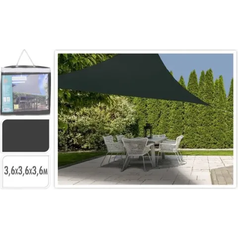 Pro Garden Schaduwdoek Driehoek Donkergrijs - 3.6x3.6x3.6m