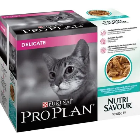 Pro Plan Kat Delicate Nutrisavour - Kattenvoer Vis - 10 x 85 g