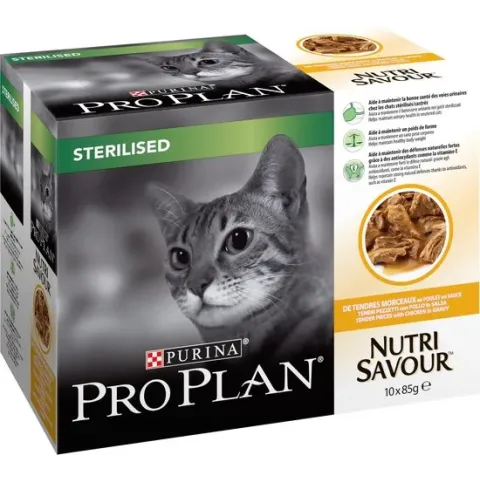 Pro Plan Kat Sterilised Nutrisavour - Kattenvoer Kip - 10 x 85 g