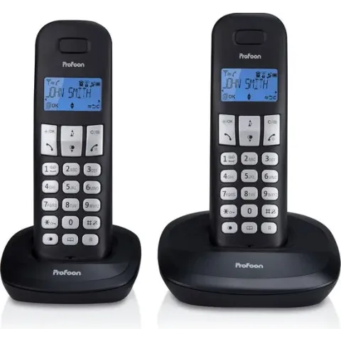 Profoon PDX-1120 Draadloze Dect Telefoon - 2 handposten - Lange standby tijd - Zwart