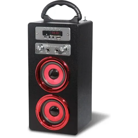 Pure acoustics MCP20BLRD - Portable karaoke systeem met bluetooth, USB, SD en FM radio - zwart