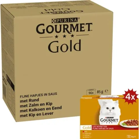 PURINA® Gourmet Gold - Fijne Hapjes in saus - 96 x 85 gram
