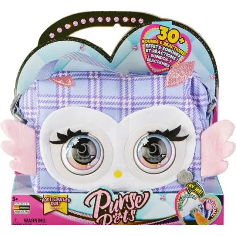 Purse Pets - Print Perfect Hoot Couture Owl interactieve dierenhandtas met meer dan 30 geluiden en reacties