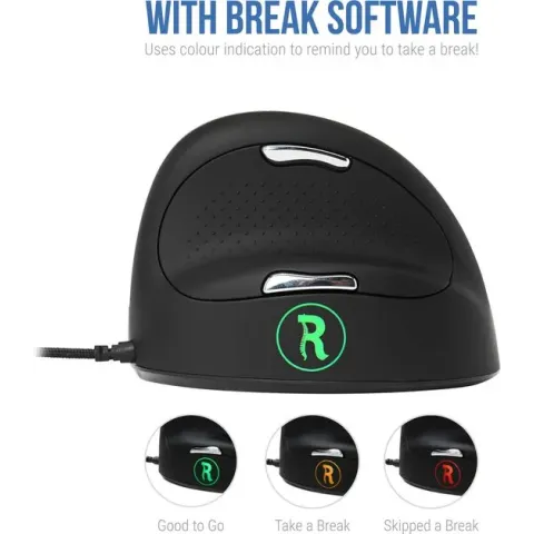 R-Go Tools R-Go HE Break Mouse, Ergonomische muis, Anti-RSI software, Groot (Handlengte boven 185mm), Rechtshandig, Bedraad