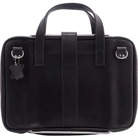R-Go Tools R-Go Viva 15.6" Laptoptas, Full Grain Leather (LWG gecertificeerd), Geïntegreerde laptopstandaard, Schouderband, Zwart