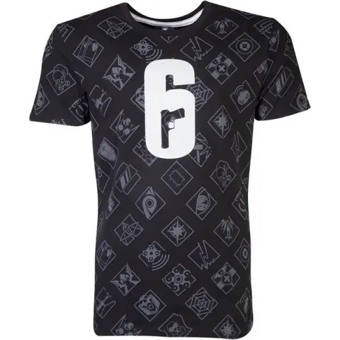 Rainbow Six Siege Heren Tshirt -XL- All Over Print Logo Zwart