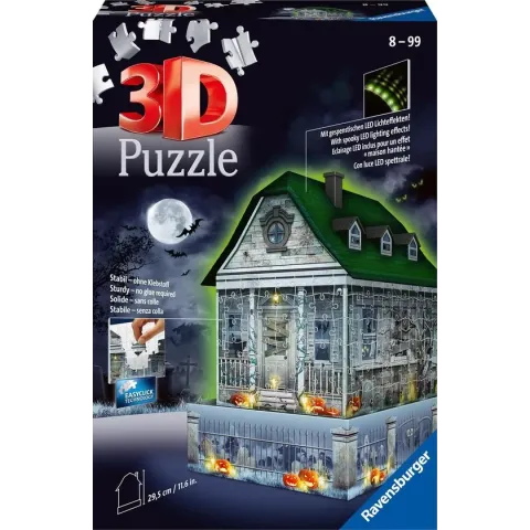 Ravensburger 3D Puzzle Gruselhaus bei Nacht 11254 - 216 Teile - für Halloween Fans ab 8 Jahren