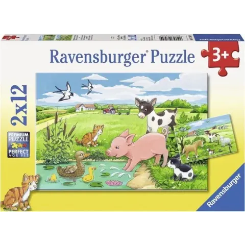 Ravensburger Jonge dieren op het platteland- Twee puzzels van 12 stukjes - kinderpuzzel