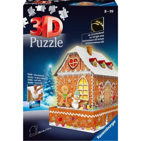 Ravensburger Kerst Gingerbread House Night Edition - 3D puzzel gebouw - 216 Stukjes
