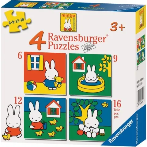 Ravensburger nijntje. vier puzzels -6+9+12+16 stukjes - kinderpuzzel