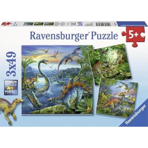 Ravensburger puzzel Dinosauriërs - Drie puzzels - 49 stukjes - kinderpuzzel
