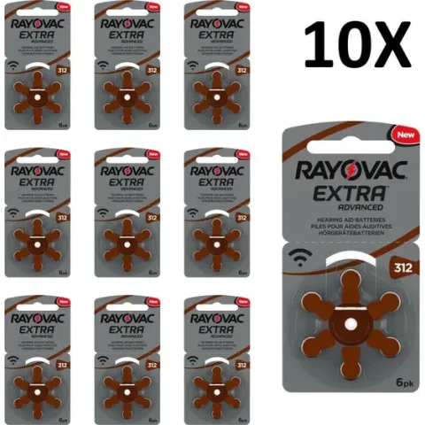 Rayovac gehoorapparaat batterijen - Type 312 - 10 x 6 stuks