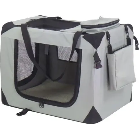 Reismand dogcrate nylon grijs 90x61x65 cm