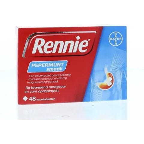 Rennie Pepermunt kauwtabletten bij brandend maagzuur, 24 stuks - 48 stuks