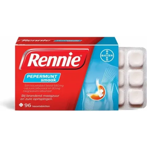 Rennie Pepermunt kauwtabletten bij brandend maagzuur, 96 stuks