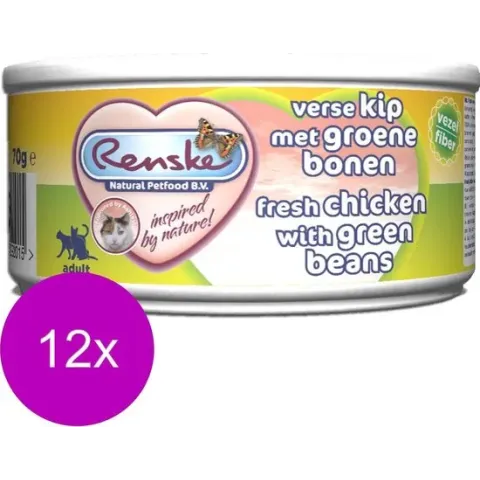 Renske Kat Adult Verse 70 g - Kattenvoer - 12 x Kip&Bonen