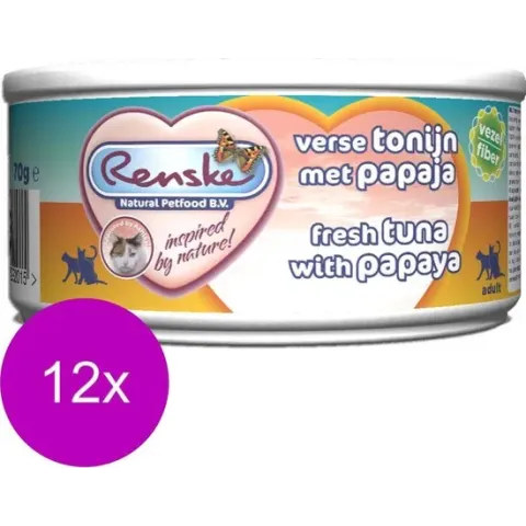 Renske Kat Adult Verse 70 g - Kattenvoer - 12 x Tonijn&Papaja