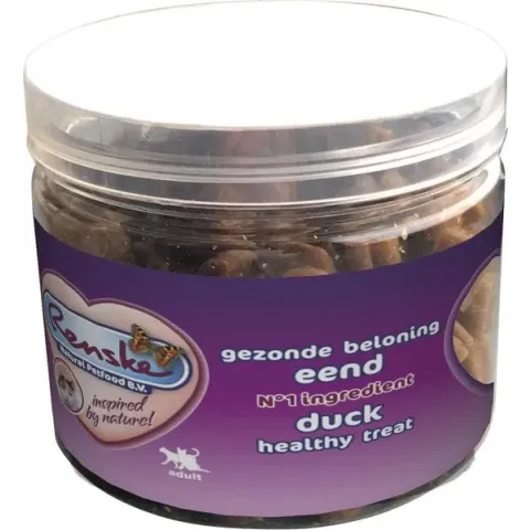 Renske Kat Beloning Hartjes 100 g - Kattensnack - Eend