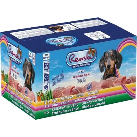 Renske Multidoos Vers Vlees - Hondenvoer - Mixdoos 24x395 g