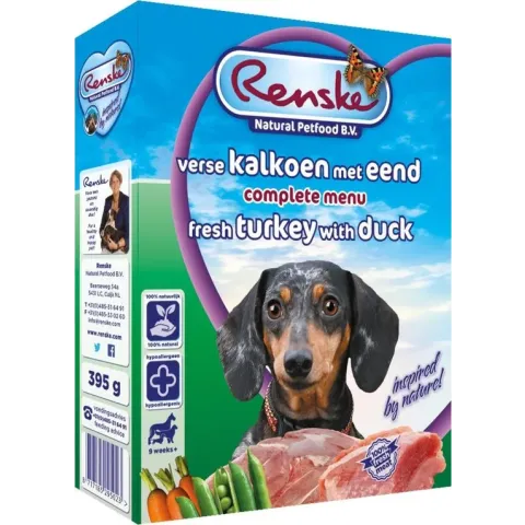 Renske Vers Vlees Hondenvoer - Kalkoen/Eend - 1 x 395 gr