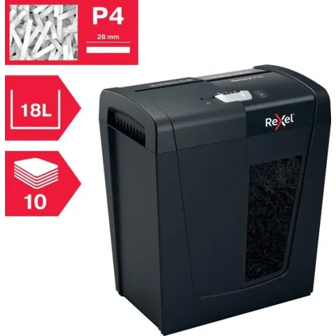 Rexel Secure X10 Stille Papierversnipperaar voor Thuis/Thuiswerken/Thuiswerken - P-4 Snippers - Invoer tot 10 Vellen - Vernietigt Documenten, Nietjes En Paperclips - Opvangbak Van 18 Liter - Zwart
