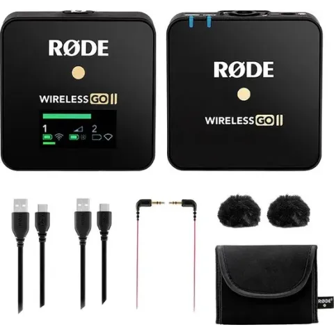 RODE Microphones Wireless GO II SINGLE Dasspeld Spraakmicrofoon Zendmethode:Draadloos, USB Incl. tas, Incl. windkap, In