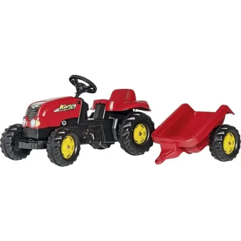 Rolly Toys rollyKid Rood - Traptractor met Aanhanger