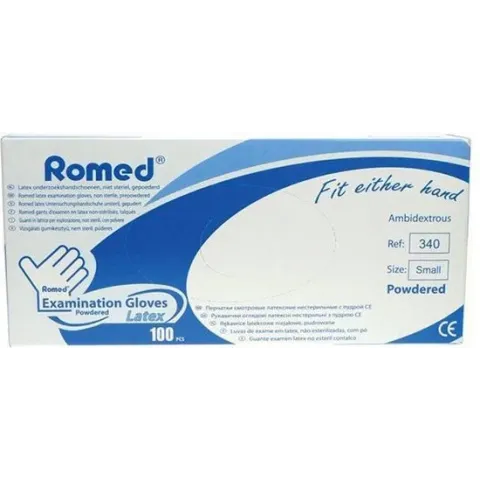Romed Latex handschoenen gepoederd - maat S - 100 stuks