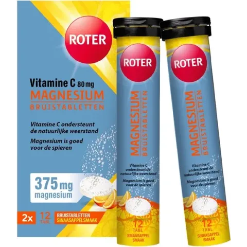 Roter Magnesium Bruistablet met Vitamine C - Mineralen - 24 stuks