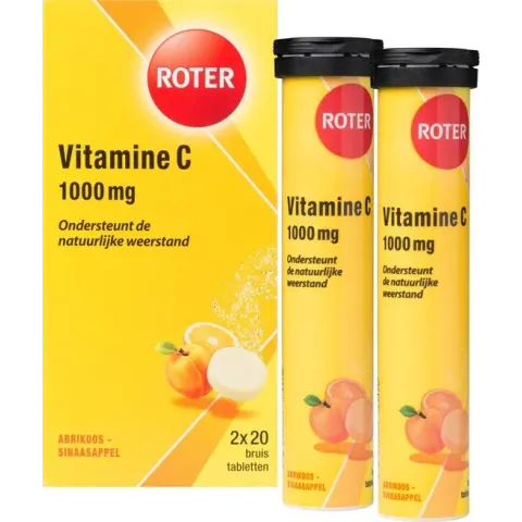 Roter Vitamine C 1000mg - Voedingssupplement - Abrikoossmaak -  40 bruistabletten