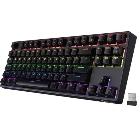 Royal Kludge RK87 (2022) Hot Swappable TKL Mechanisch Toetsenbord - Gaming Keyboard - Zwart - RGB - Wired & Wireless - TRI-MODE - 2.4GHZ - Bluetooth - Type-C - Red Switches - 3/5 Pin - Gaming - Office