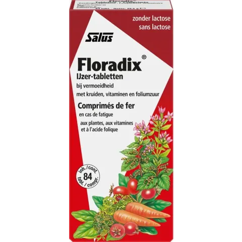 Salus Floradix IJzer-tabletten – Bij vermoeidheid – Voedingssupplement met ijzer – 84 tabletten