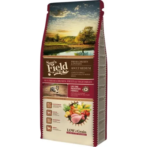 Sam's Field Adult Medium - Kip & Aardappel - Hondenvoer - 13 kg