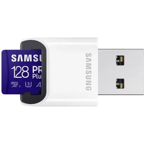 Samsung PRO Plus SDXC-kaart 128 GB Class 10, Class 10 UHS-I, UHS-I, v30 Video Speed Class 4K-video-ondersteuning, A2-ve