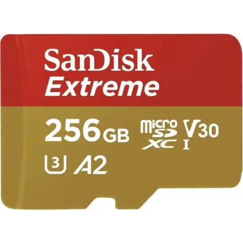 SanDisk Extreme MicroSDXC 256GB - 190/130 mb/s - A2 - V30 - SDA - Rescue Pro DL 1Y - Inclusief SD Adapter