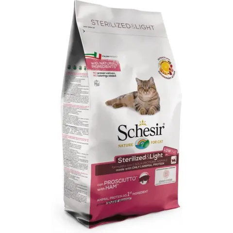 Schesir Cat Dry Sterilized & Light Ham - Kattenvoer - 400 g