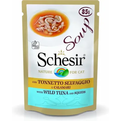 Schesir Katten Soep - Kattennatvoer - Kip/Varken - 85 g