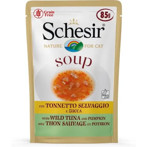 Schesir Katten Soep - Kattennatvoer - Tonijn/Pompoen - 85 g