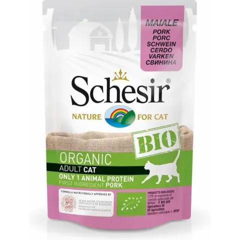 Schesir natvoer bio 85 gram varken adult