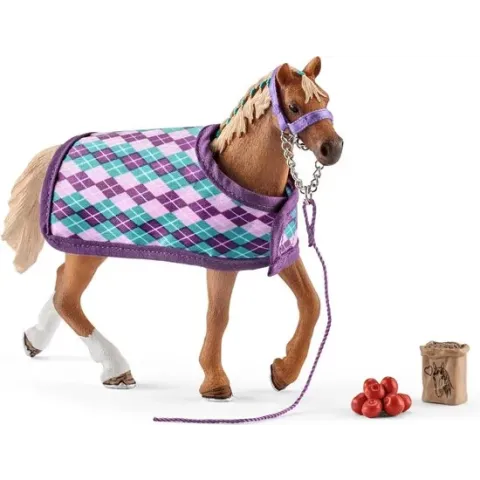 Schleich Engels volbloed met deken 42360 - Paard Speelfiguur - Horse Club - 18,7 x 5,2 x 16,5 cm