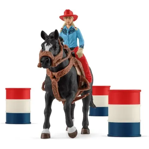 schleich FARM WORLD - Barrel racing met cowgirl - Kinderspeelgoed voor Jongens en Meisjes - 3 tot 8 jaar 42576