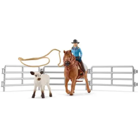 schleich FARM WORLD - Team roping met cowgirl - Kinderspeelgoed voor Jongens en Meisjes - 3 tot 8 jaar 42577