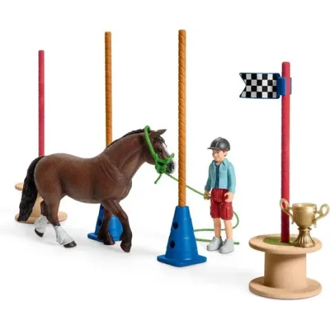 Schleich Pony's behendigheidstraining 42482 - Paard Speelfigurenset - Farm World - 26 x 30 x 15 cm