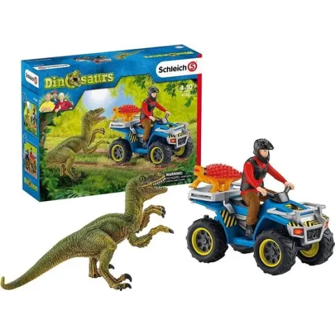 Schleich Vlucht van velociraptor op quad