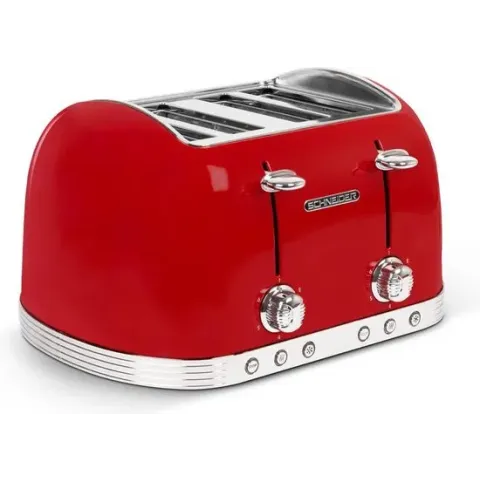 Schneider SCTO4FR Broodrooster - 4 Slots - Rood